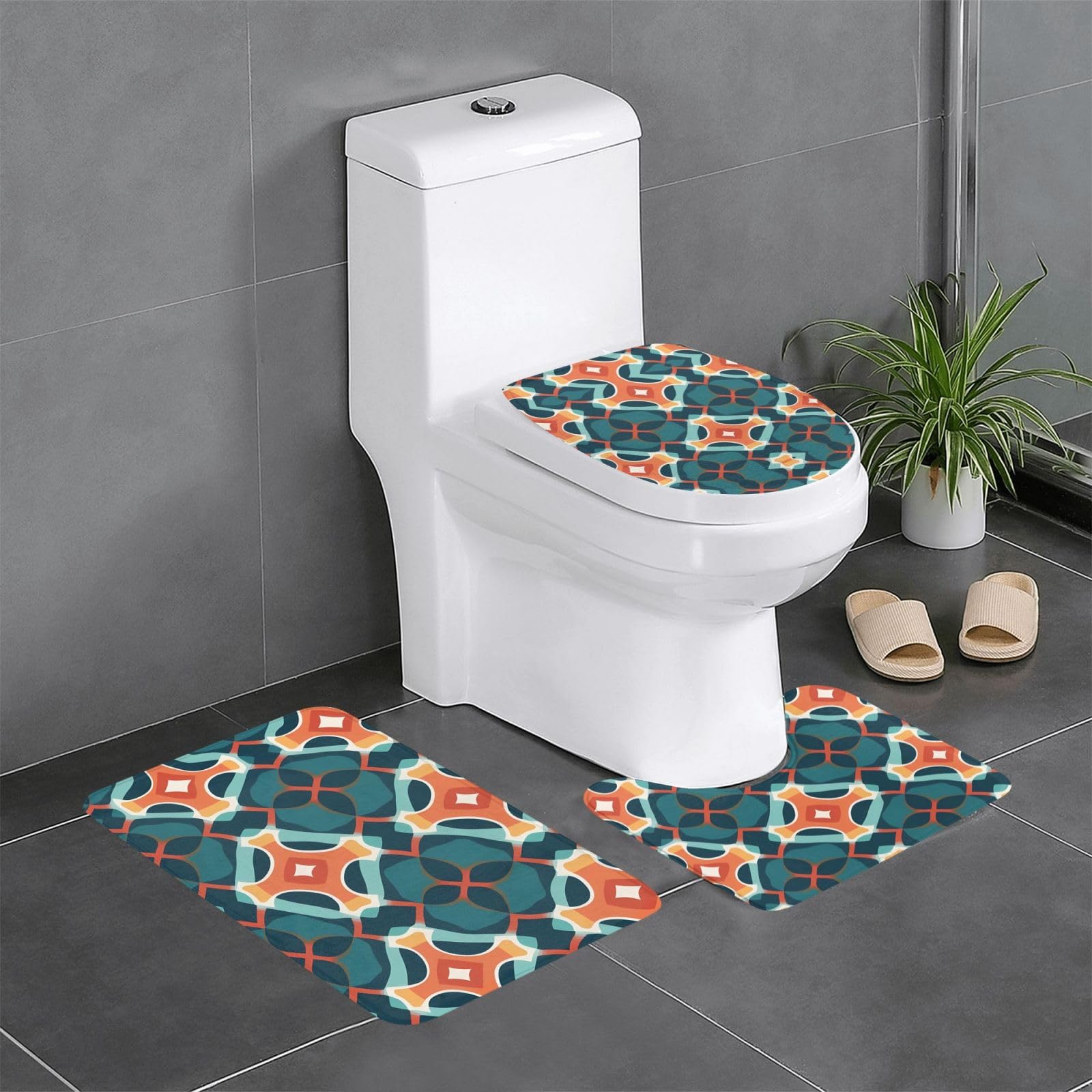 Tapis de salle de bain lot de 3 pour toilettes et coiffeuse