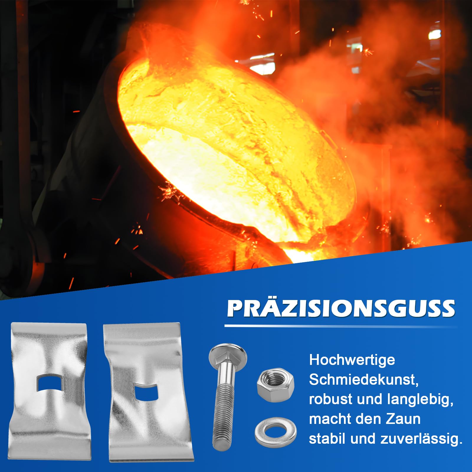 20er Bauzaun Schelle Verbindungschelle | 42 x 42 mm | Mobilzaun Bauzaun | Bauzaunschelle Baustellenzaun Sicherheitsklemme aus Metall für Baustellenzaun Absperrzaun