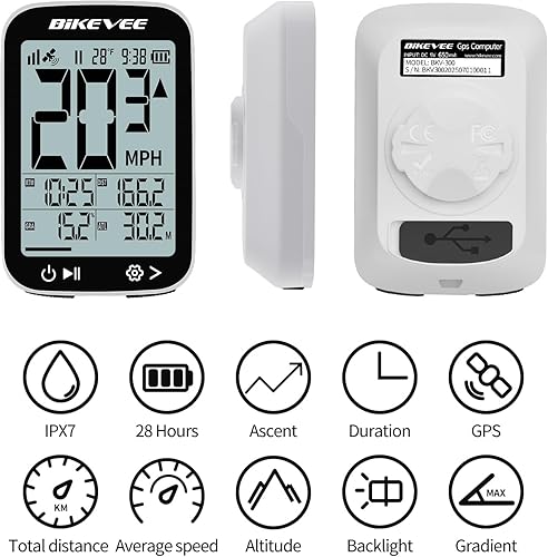 Miniatura 8 de Computadora GPS inalámbrica para ciclismo con arranqueparada automática, retroiluminación automática, odómetro de bicicleta MPH KMH, velocímetro de