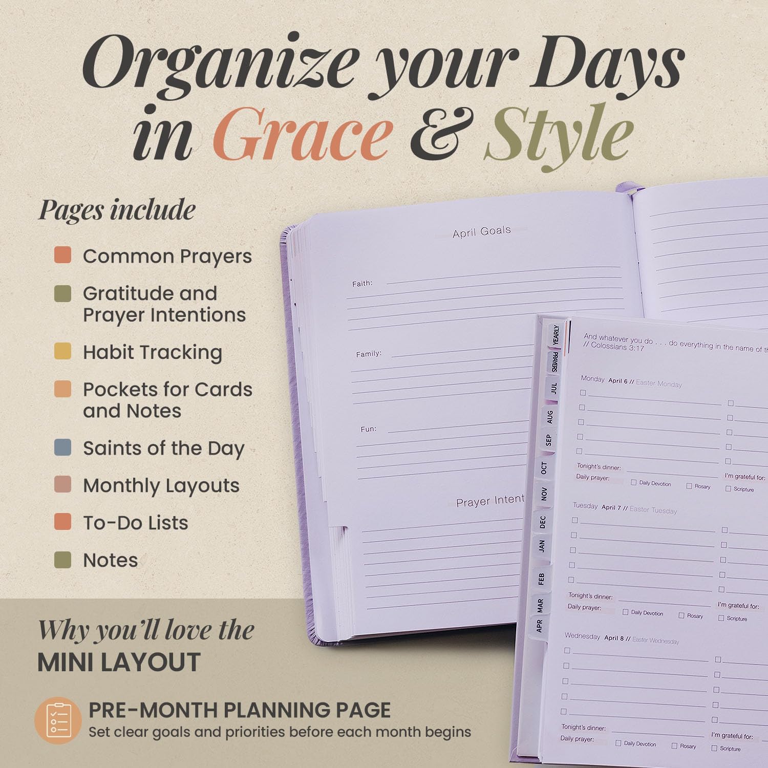 Blessed is She Academic Catholic Planner 2025-2026 July - 6.25x8.25" Purple Mini Bound Christian Student Planner, Goal Planners 2025 for Women, Yearly Notebook for Plans, Goal Setting Notebooks 2025