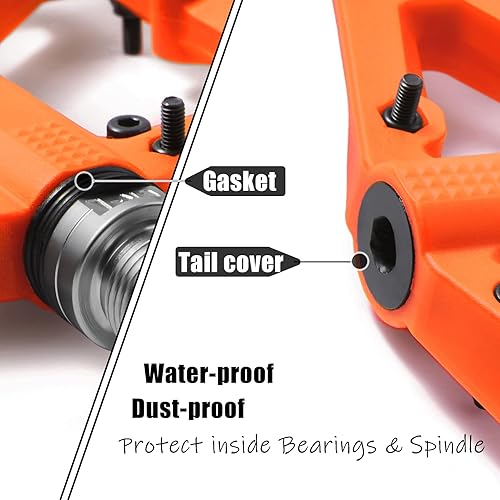 Miniatura 6 de Pedales MTB, pedales grandes para bicicleta de montaña, pedales de plataforma de bicicleta compuestos de fibra de nailon ligero, pedales de agarre