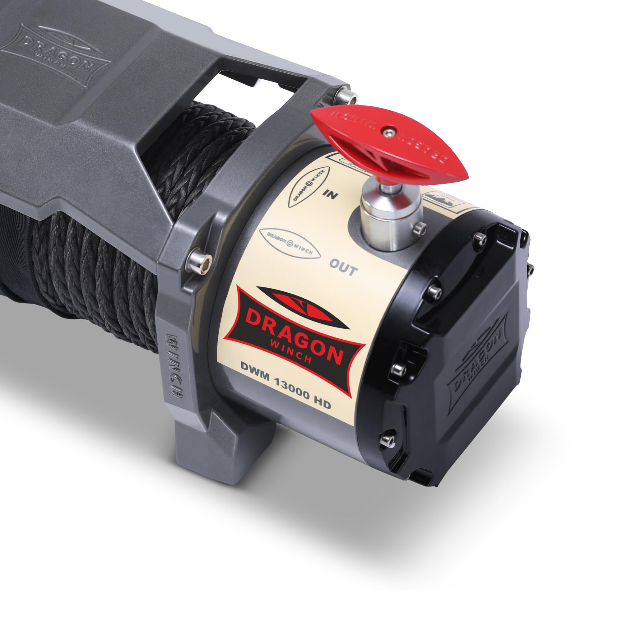 Dragon Winch Treuil électrique 12V Maverick 13000 lbs / 5897 kg, avec câble synthétique 20m pour dépanneuses et véhicules municipaux | Télécommande sans fil + accessoires treuil | Étanchéité IP67