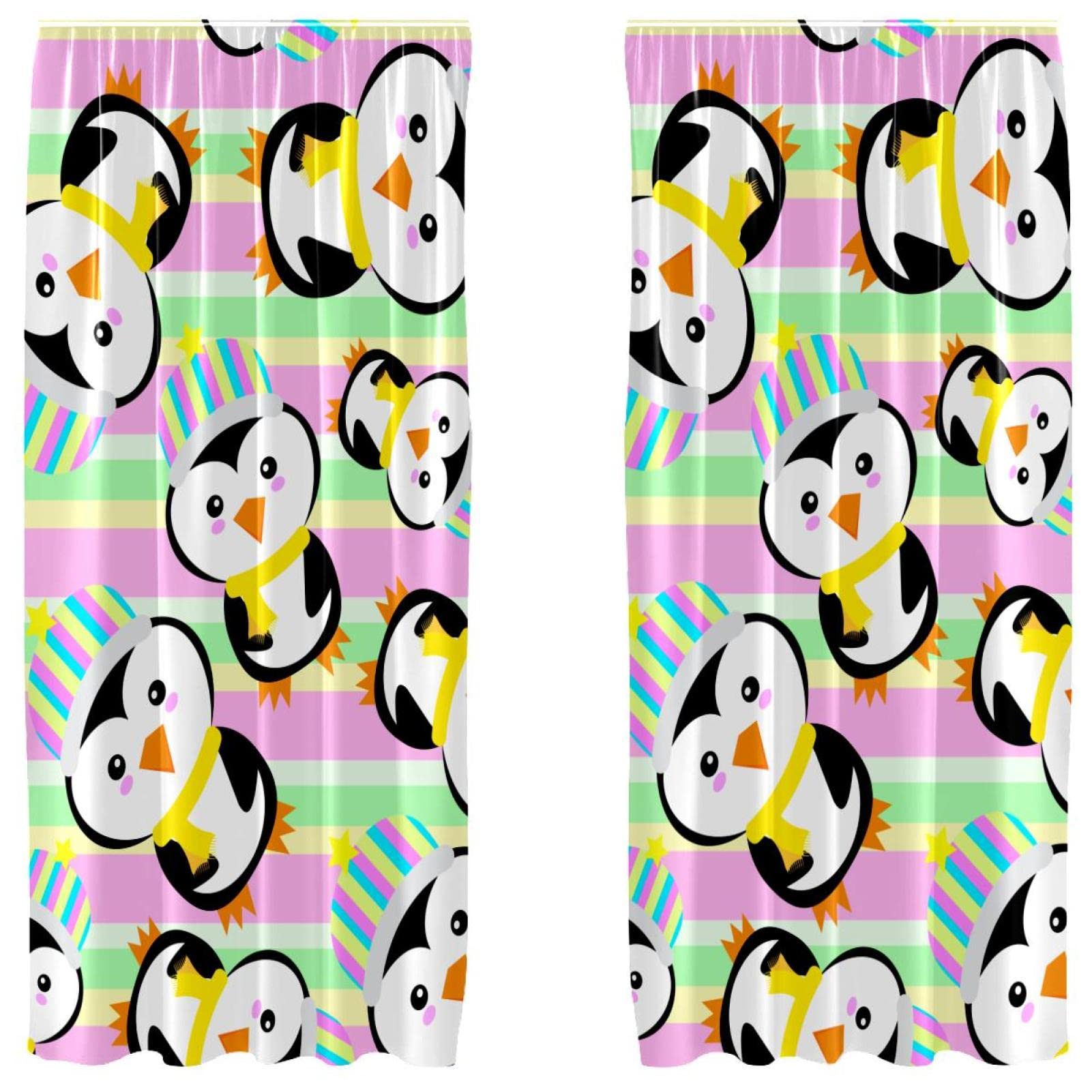 Cortinas opacas de pingüinos con bloqueo de luz eficiente para ventanas de 55x84