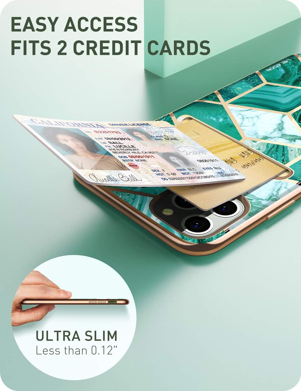 i-Blason Cosmo Wallet Slim Designer Wallet Case for Apple iPhone 11 Pro (2019), 5.8 Inch (Green)