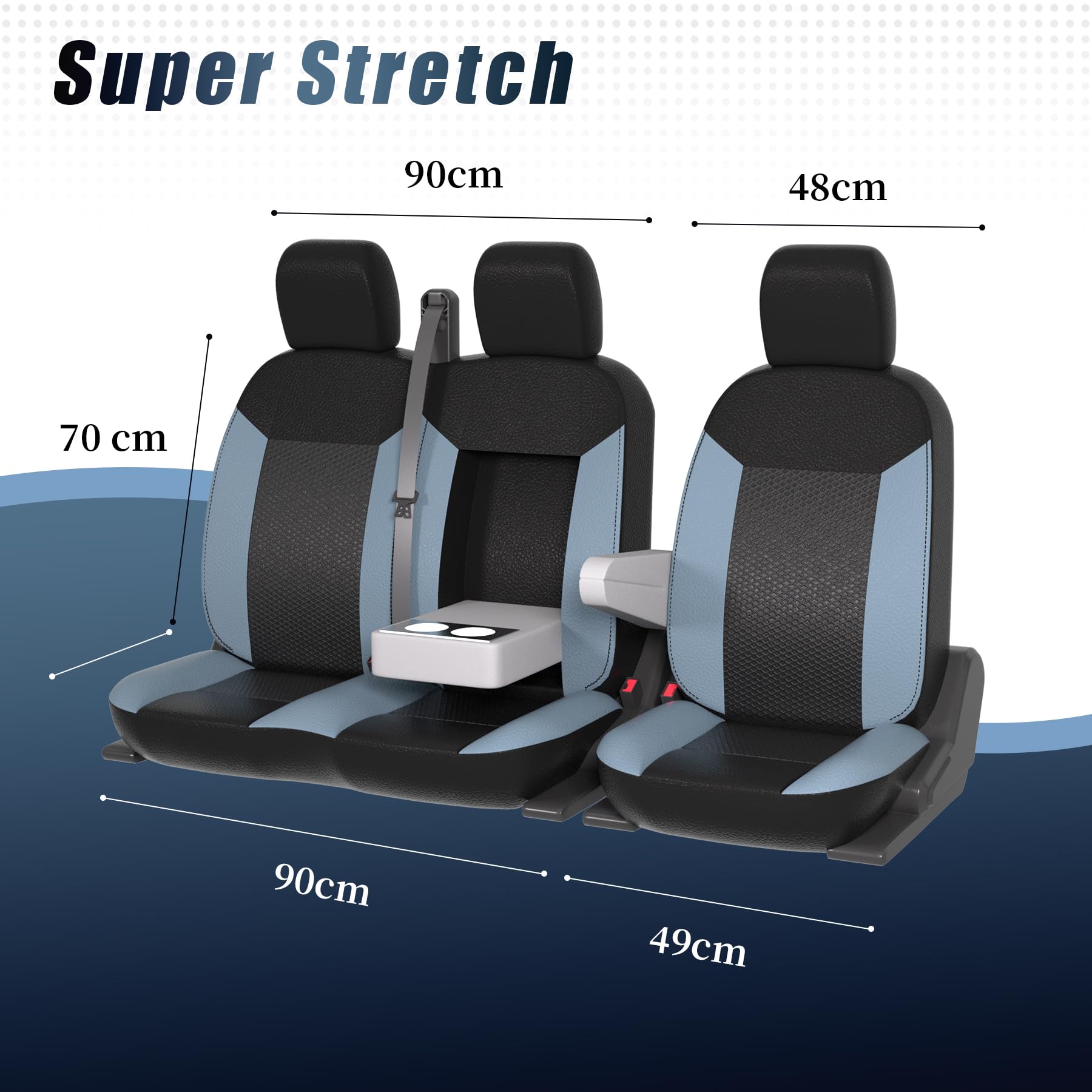 Housse Siege Voiture pour Fiat Ducato Housses de Protection Respirantes pour Siège Conducteur Banquette Passager 2 Places Housses de Voiture Siege pour Fourgonnette