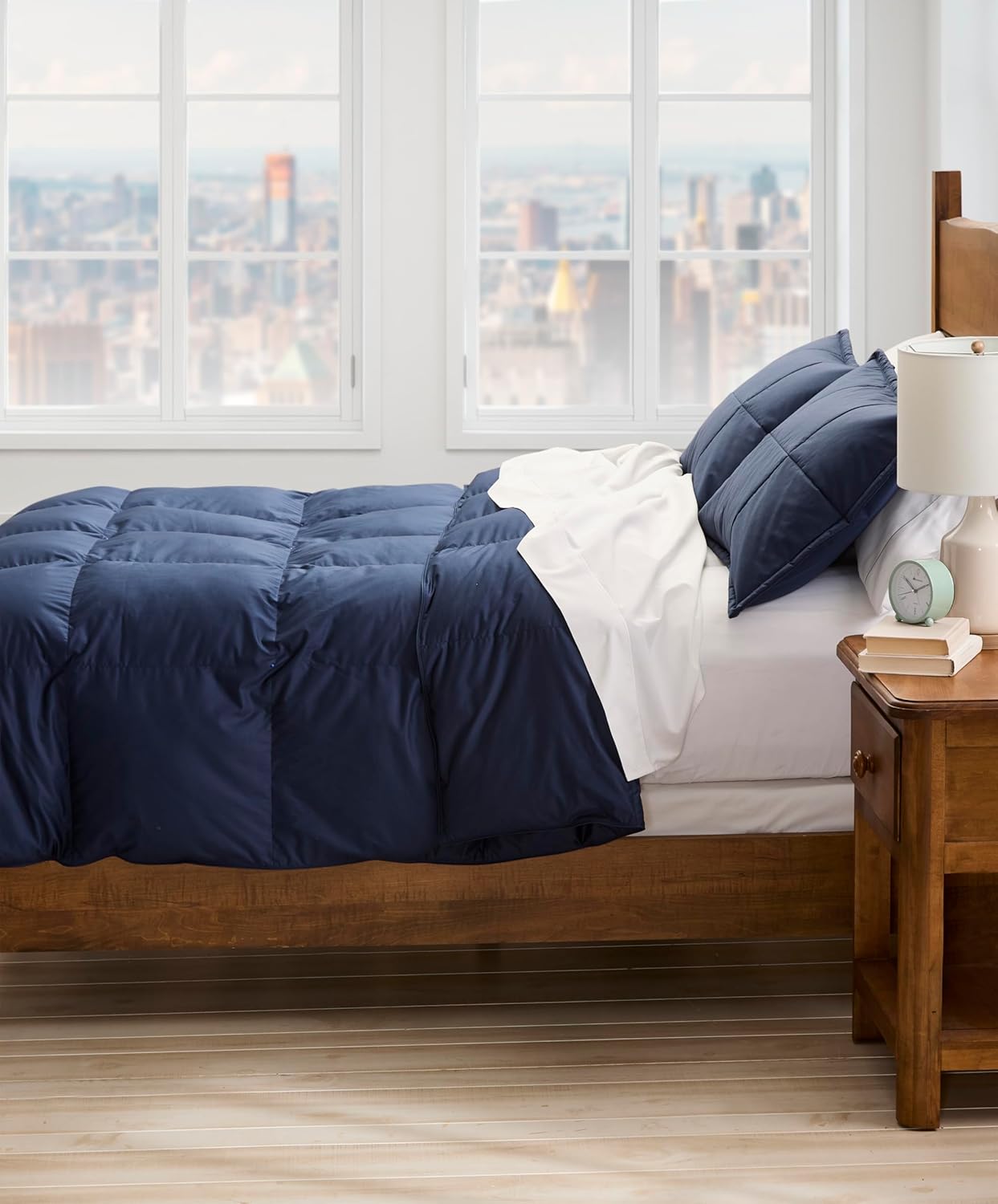 Cuddledown Chroma Down Comforter | Soft, Lofty, Cloudlike | Hypoallergenic | 700 Fill Power Down | 100% Cotton Sateen Shell | Duvet Insert | RDS & Oeko-TEX Certified | King | Winter | Navy