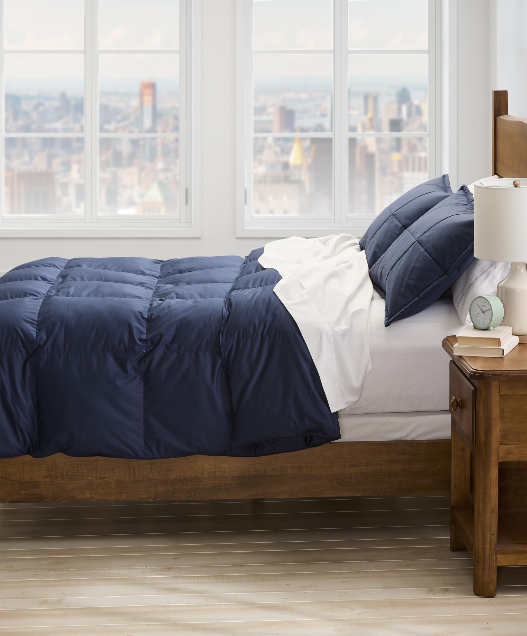 Cuddledown Chroma Down Alternative Comforter | Soft, Lofty, Cloudlike | Hypoallergenic | 100% Cotton Sateen Shell | Handcrafted | Duvet Insert | Oeko-TEX Certified | Twin | Winter | Navy