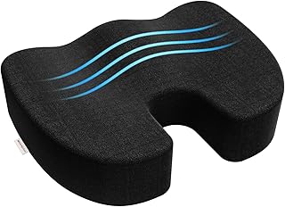 Bomdaia Memory Foam Seat Cushion Pillow, Chair Cushion Pads for Tailbone, Back, Coccyx & Sciatica Pain Relief, Non-Slip Desk Chair Cushion for Office Chair, Car Seat, Truck (Black)