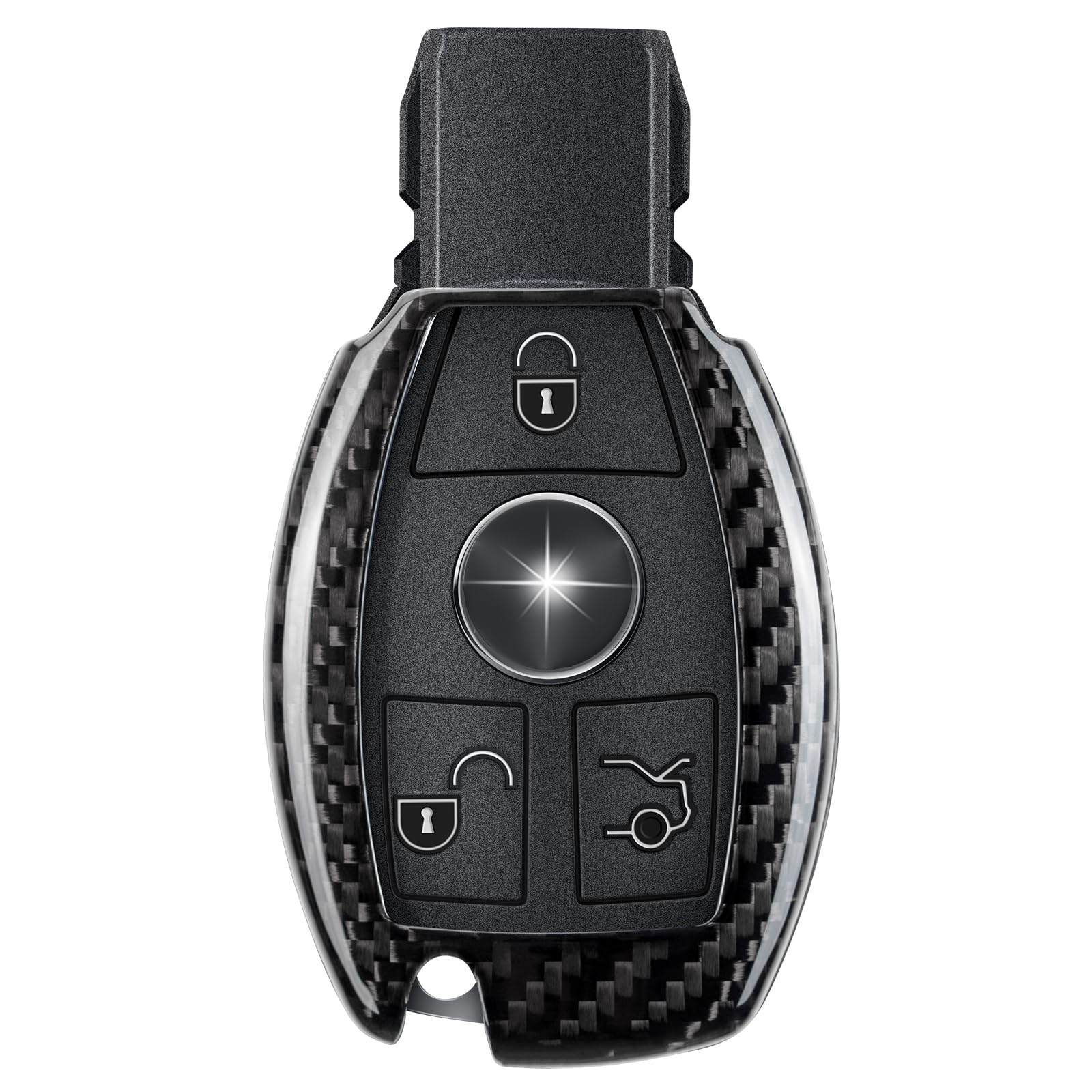 Real Carbon Fiber Key Fob Cover Compatible with Mercedes Benz,T-carbon Key Fob Protector Fits for Benz A B C E S G M V Class CLA CLS GLA GLC GLE GLK GL GLS SL SLK SLC M R Remote Key Case (Black)