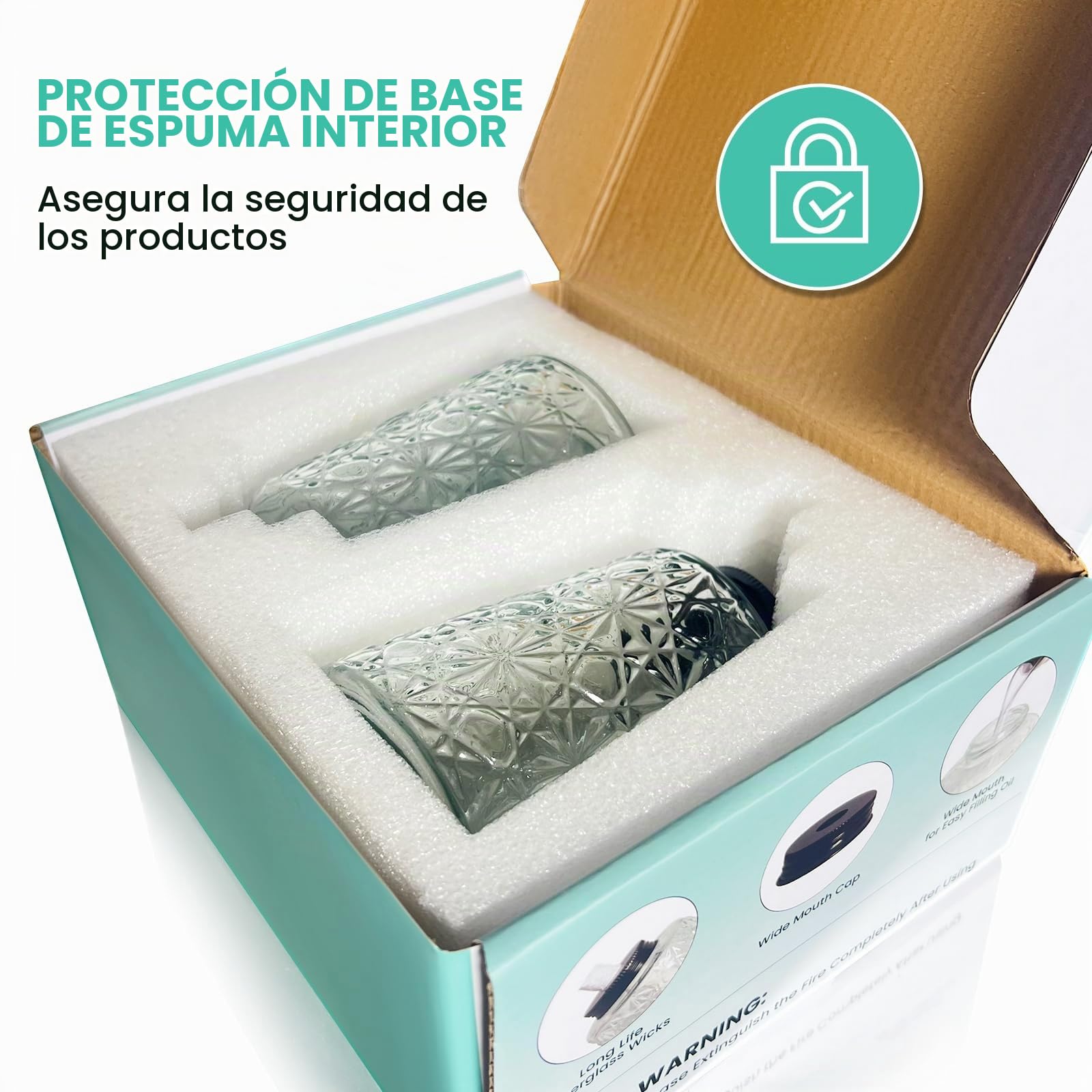Paquete de 2 antorchas de cristal para lámpara de aceite de citronela para patio al aire libre con mechas y tapa