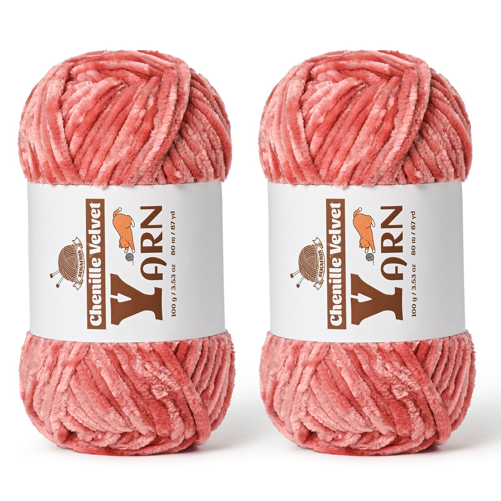 Chenille Crochet Gray Pink Yarn 2 Pack