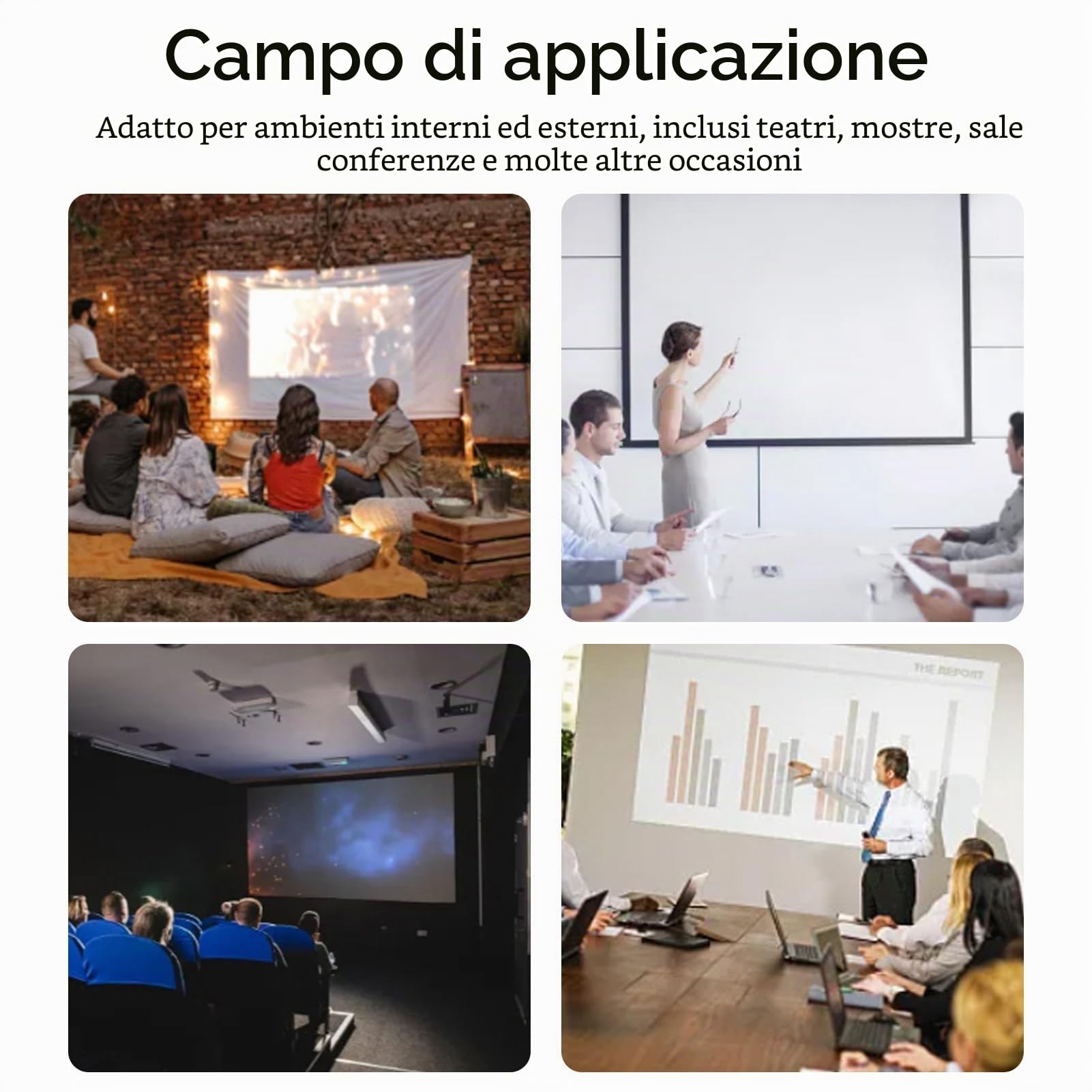 MAGT Schermo di Proiezione, HD 4: 3 Tenda per Proiettore Portatile Pieghevole Schermo per Proiettore per Cinema All'aperto Campeggio (100 Pollici)