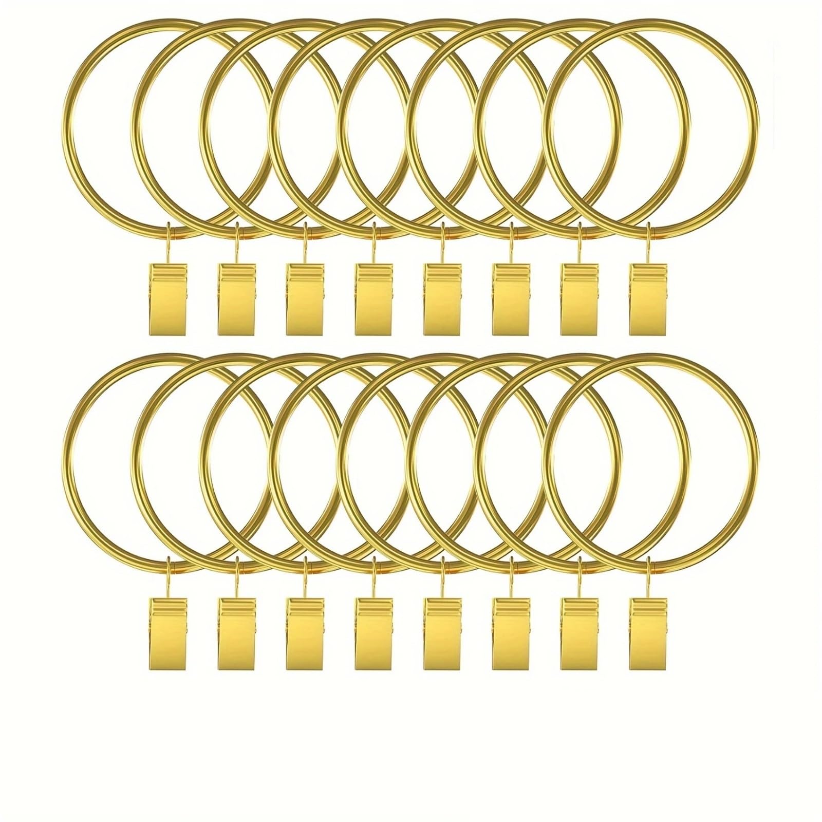Hooks Clips for Drapes, 24Pcs Gold Stainless Steel Curtain Clips Buckles Hanging Rings Metal Snap Hook