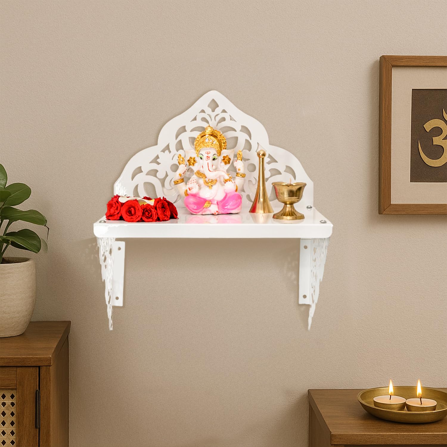 Ekhasa Metal Pooja Mandir for Home Wall Mounted | Metal God Temple | Puja Stand for Office | Puja Mandir for Home | Pooja Unit for House | Temple for Office