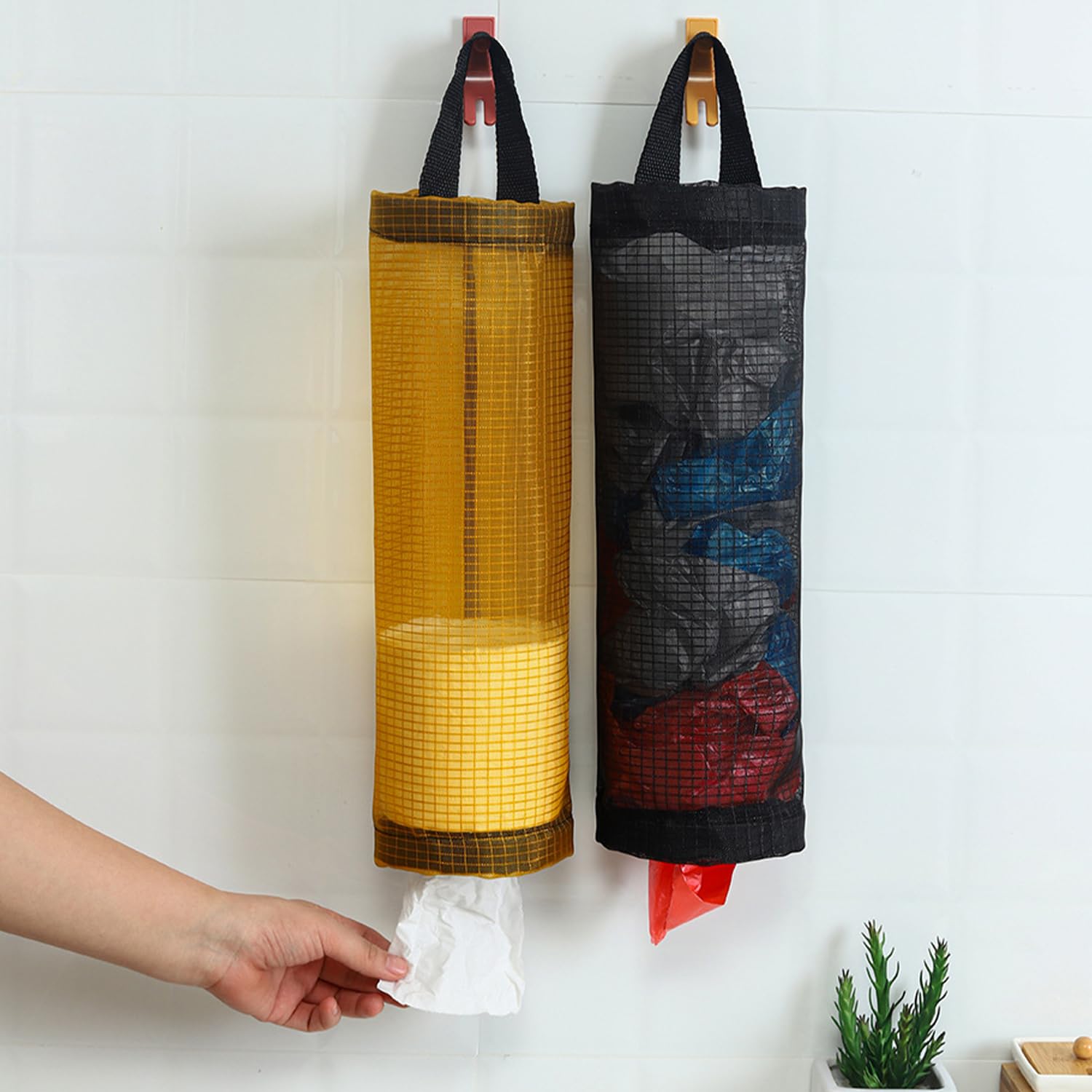 Lot De 3 Bacs De Rangement Mural Pour Sacs Poubelles - Avec Crochets, Organisateur De Cuisine Ou Dortoir, 30x13cm
