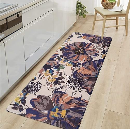Miniatura 9 de Rugshop Modern Bright Flowers - Alfombrilla antifatiga para pie, 18 x 47 pulgadas, color crema