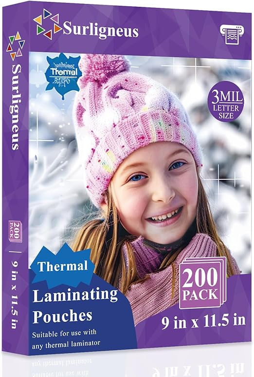 Laminating Sheets 8.5 x 11, 200 Pack Thermal Laminating Pouches 3 mil, Clear Thermal Laminating Plastic Paper Laminator Sheets, Clear Laminate Sheets Fits Letter Size 8.9" x 11.4"Classroom Must Haves.