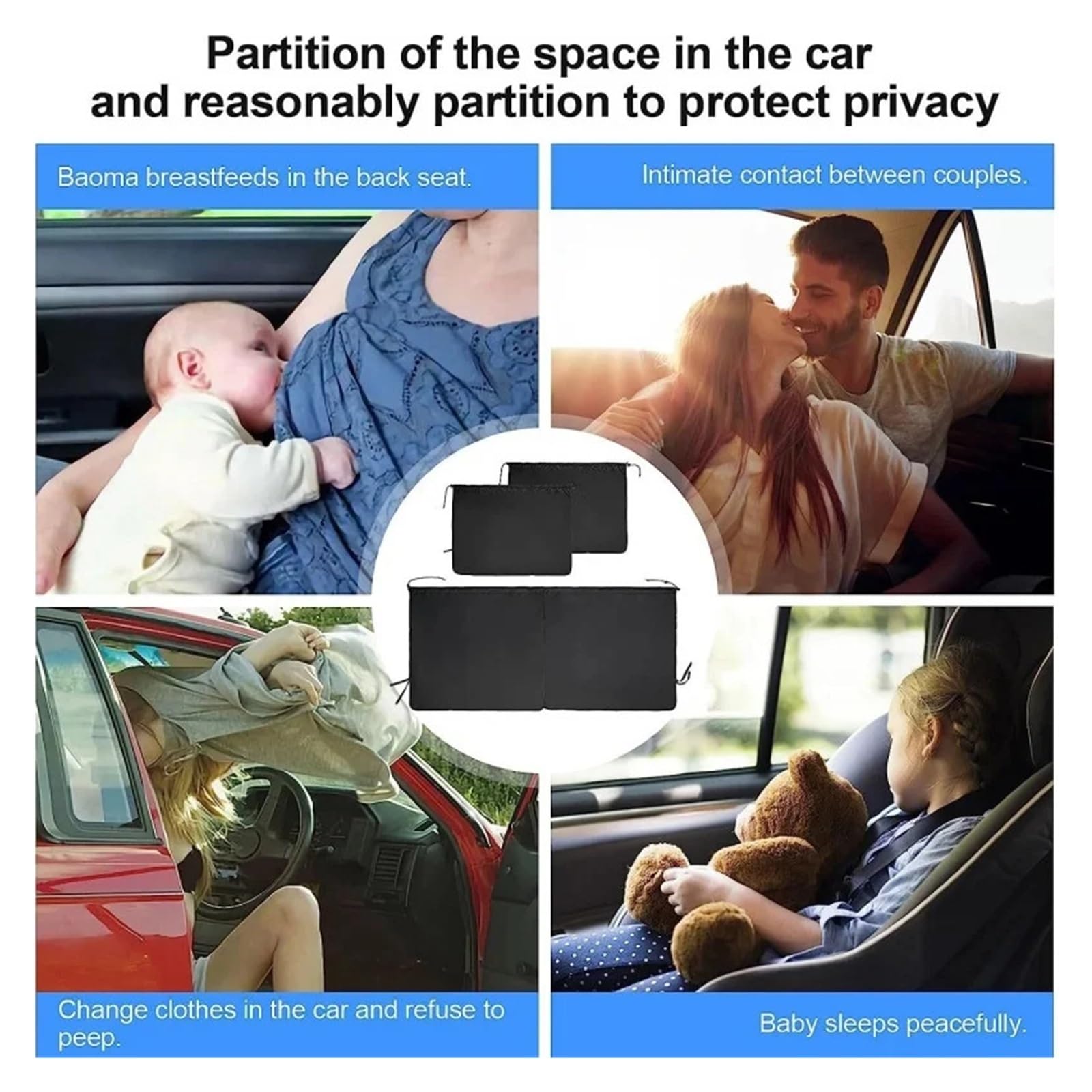 Rideau Arrière Fourgon Occultant Ensemble de Rideaux confidentialité for Voiture 1 à 4 pièces