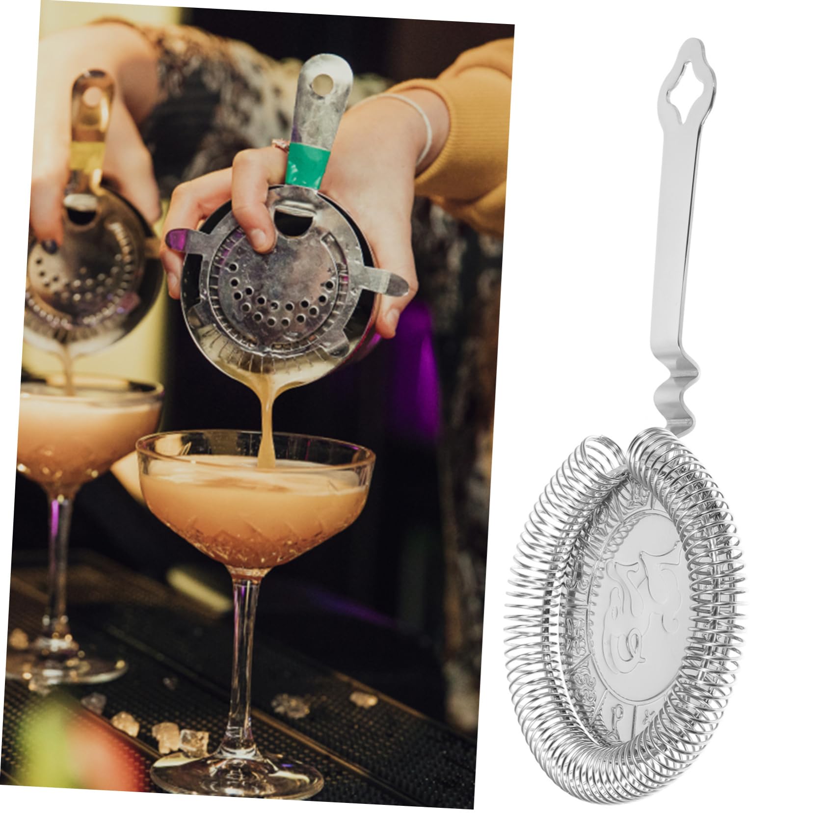 UKCOCO 3piezas Colador De Cóctel De Acero Inoxidable Filtro Ergonómico Para Bebidas Para Hogar y Bar Fácil Limpieza y Uso Profesional