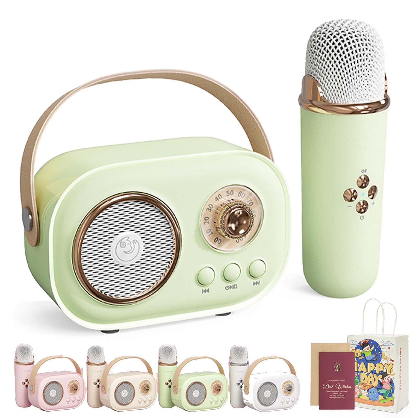 Vivamic Portable Kids Karaoke Fun Set, Viva Mic Portable Microphone, Mini Karaoke Machine with 2 Wireless Microphones Voice Changer for Home and Outdoor Entertainment (Single,Green)
