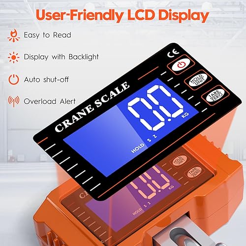 Miniatura 4 de Báscula digital de grúa de 2200 libras2,204.6 lbs con pantalla LCD, báscula de grúa industrial resistente con cambio de unidad, báscula de grúa de