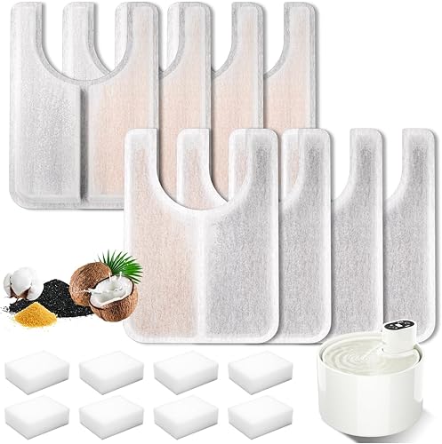 Fuente de agua de cerámica para gatos, dispensador automático de agua para mascotas, filtros de fuente de bebida para mascotas, 16 unidades