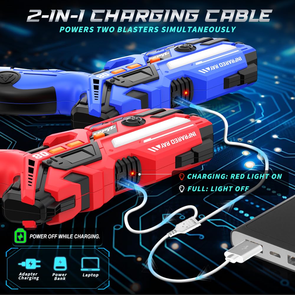 VATOS Set Laser Tag Ricaricabile 2 Pezzi, Giocattoli Pistola Laser con Schermo LED, Raggio 40 m per Interni ed Esterni - Gioco per Ragazzi e Famiglia, Regalo di Compleanno e Vacanza per Bambini 6+