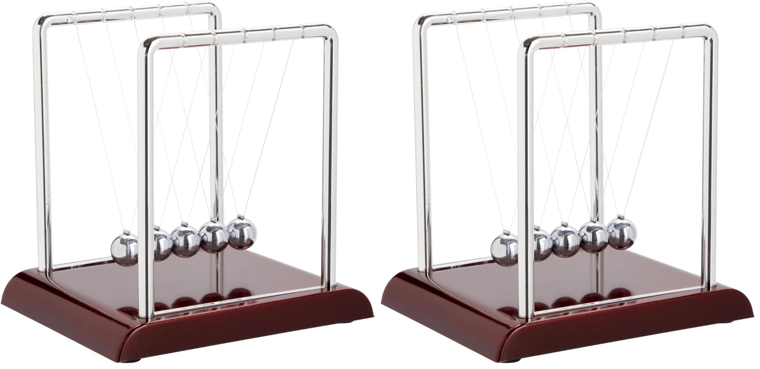 Juvale Newtons Cradle Pendulum - 7 x 6 x 7 in, Silver Stainless Steel - Desk Decor &amp; Office Decor for Men - Stress Relief Desk Toy - Science Teacher Gift &amp; Physics Toy (Pack of 2)