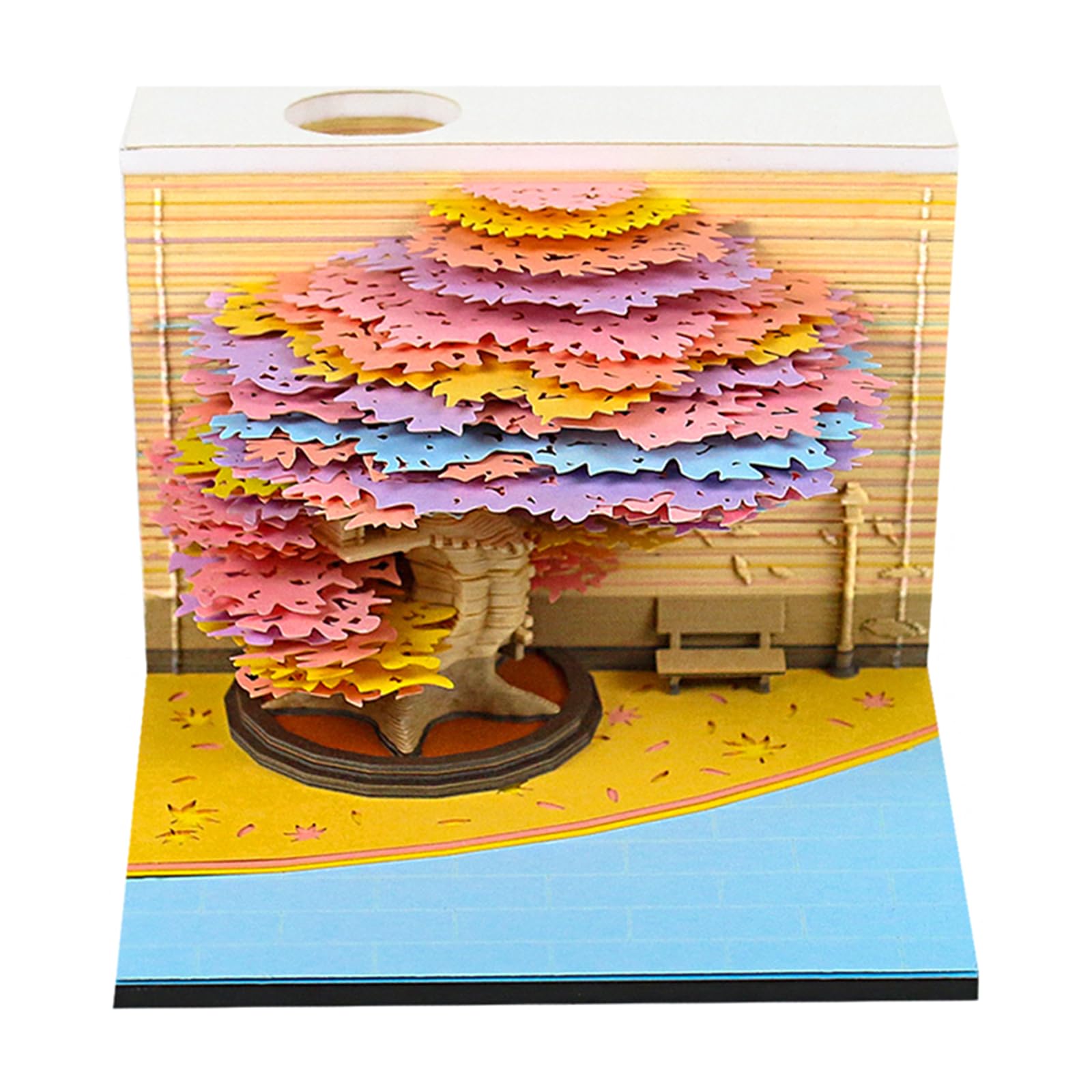 RUDFUZ 2025 Desk Calendar - Time Piece Calendar - 3D Calendar Paper Carving Art Memo Pad Notepad Gift for Christmas Housewarming Desktop Decoration (With Calendar,Without Light)