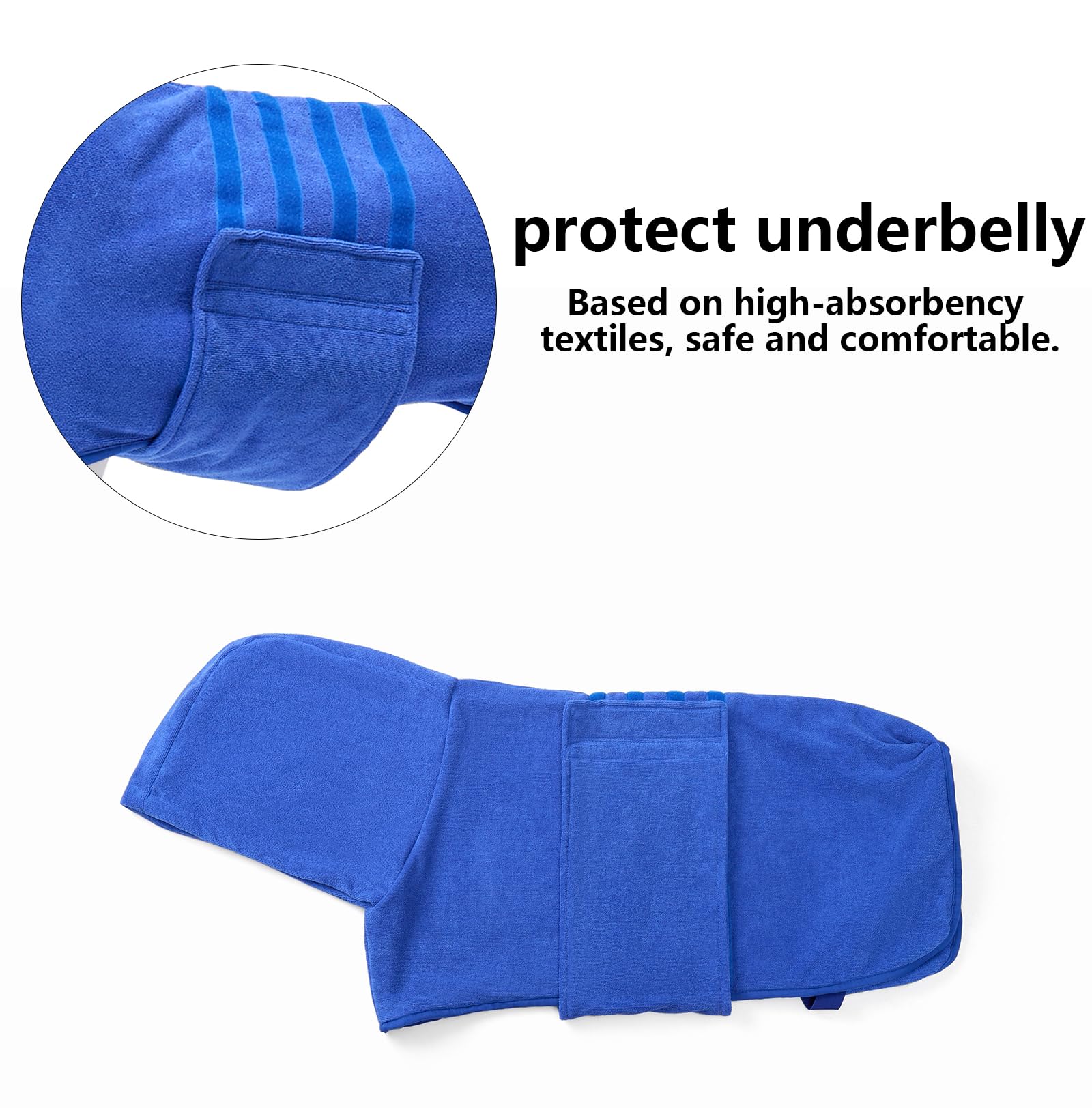 Geyecete Dog Drying Coats With Hood-dog towels absorbent robe Dry Fast Dog Bag-Dog Bathrobe Towel-Microfibre Fast Drying Super Absorbent-Blue-M - Image 3