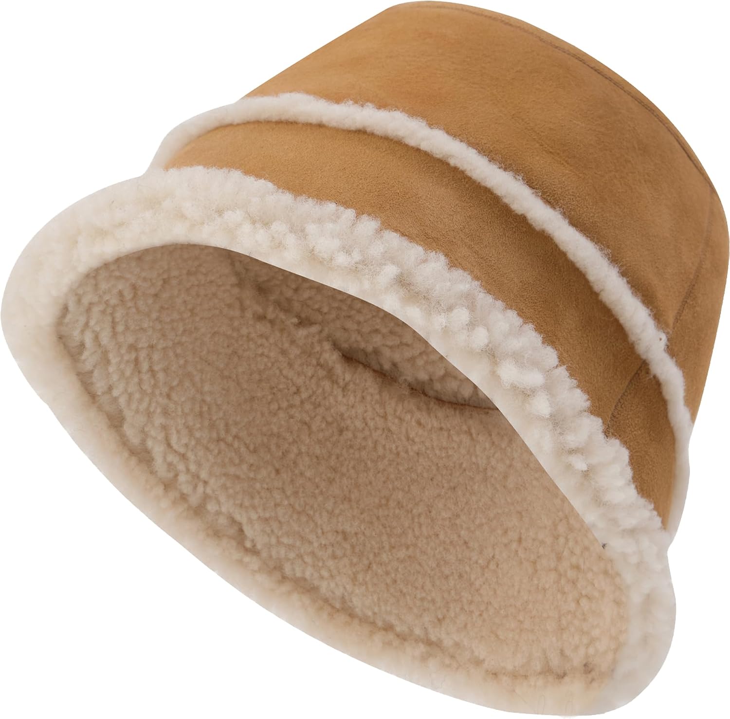 Women's Luxury Genuine Shearling Bucket Hat – Ultra Soft Fully-Lined Winter Essential
