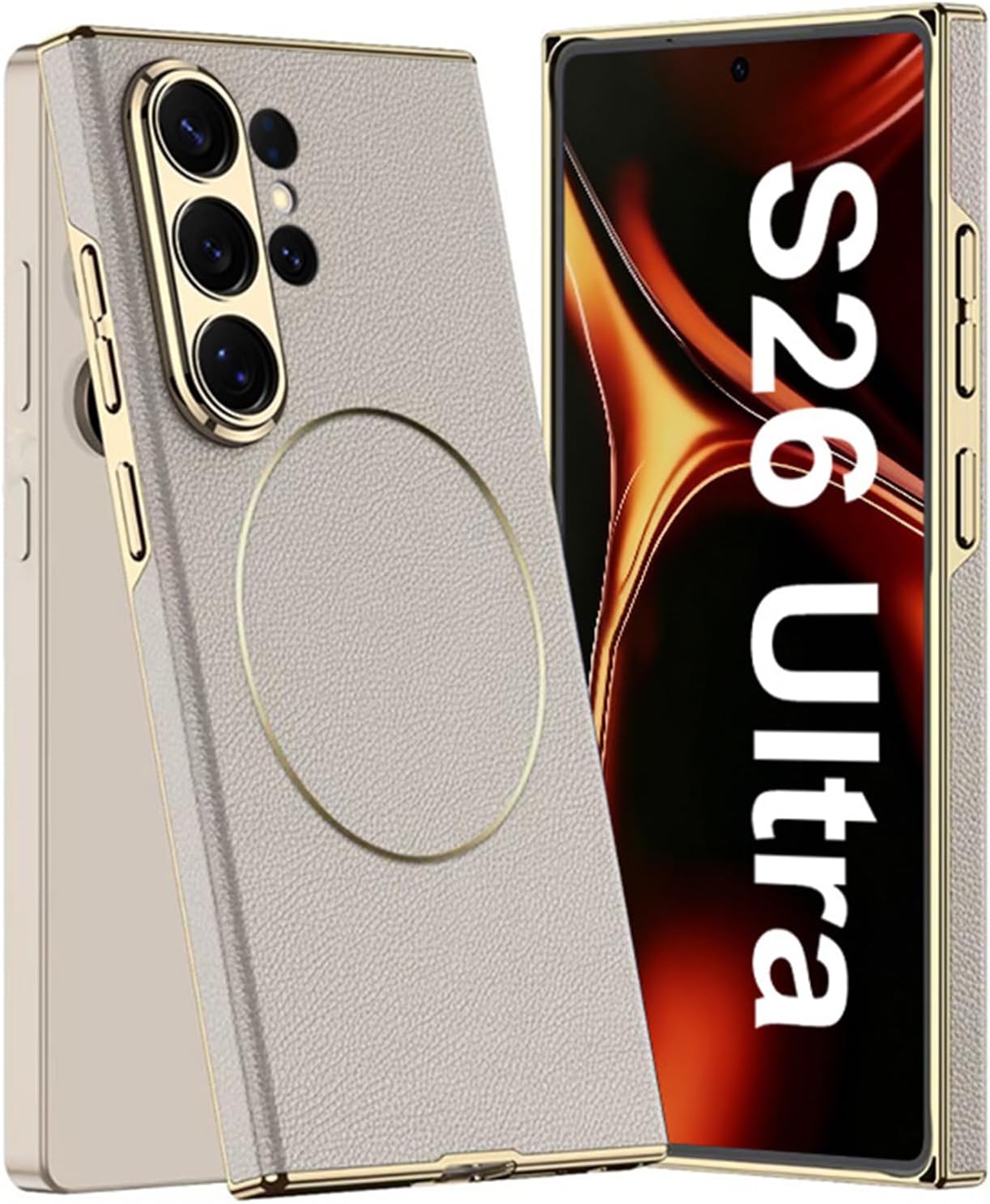 Magnetic Case for Samsung Galaxy S26/S26 Plus/S26 Ultra, Shockproof Protection Cover Frosted Anti-Fingerprint Case, Supports Wireless Charging(Orange,S26)