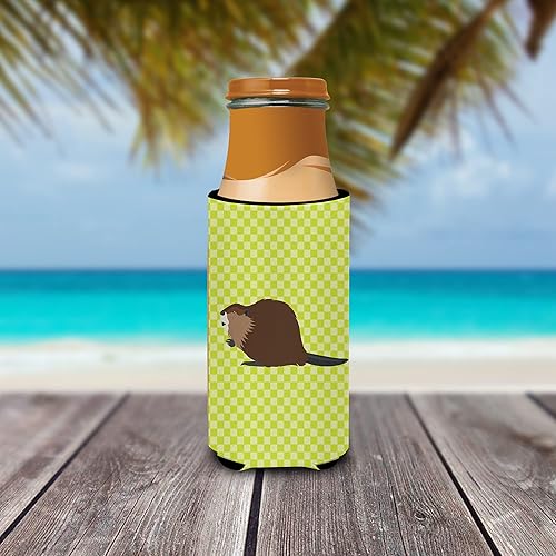Vista 4 de Caroline's Treasures BB7699CC Beaver Eurasian Beaver Green - Enfriador para latas o botellas, funda lavable para bebidas, soporte aislado