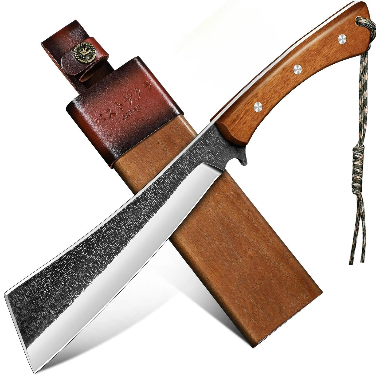 Freelander Coltello da Campeggio con Manico in Legno | Coltello Bushcraft Full Tang Coltello Sopravvivenza