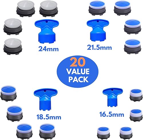 Miniatura 3 de Aireadores de grifo, 16 piezas, grifo aireador de repuesto para grifo de baño con 4 piezas de herramienta de extracción de aireador de grifo, llave