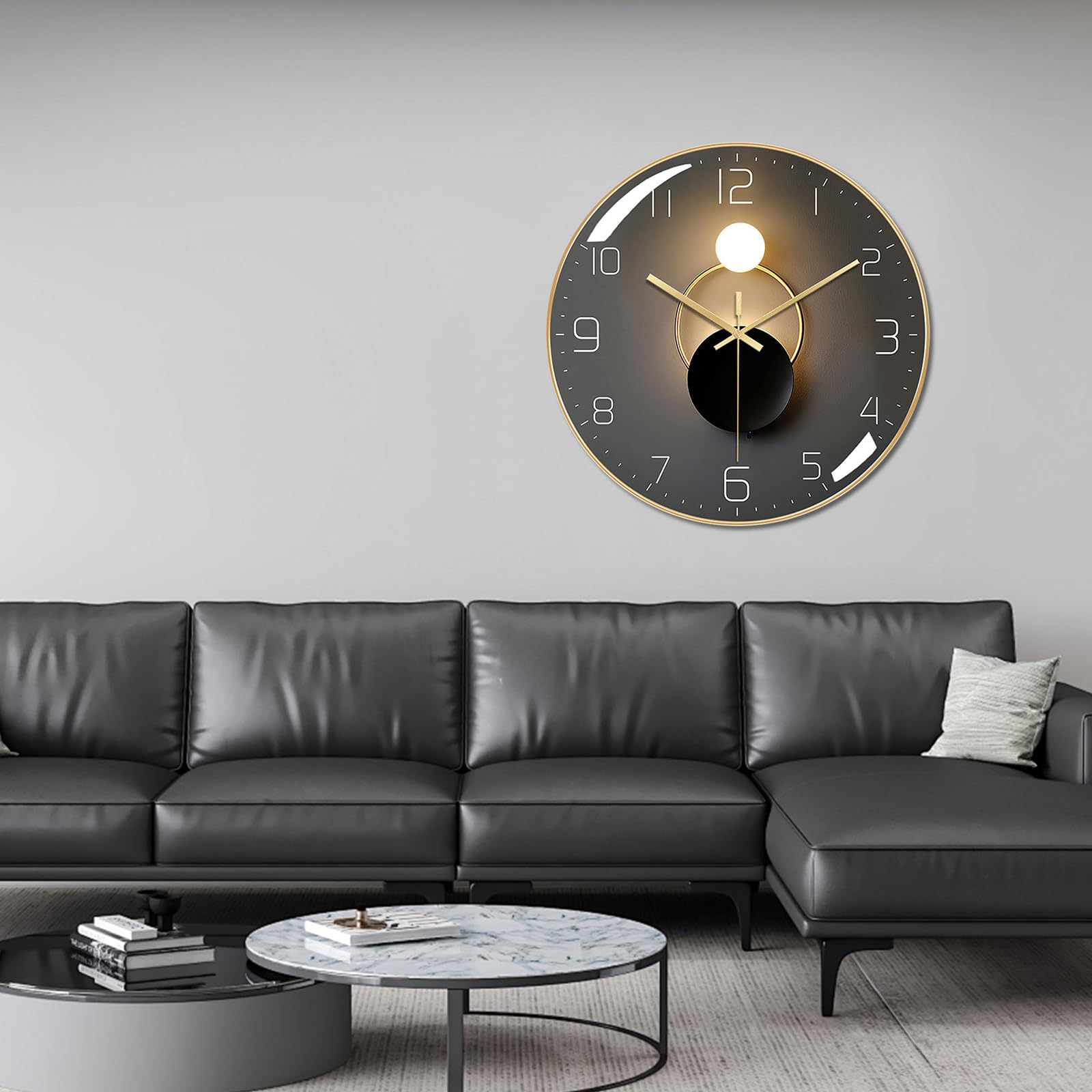 Decoratieve Wandklok Moderne Decoratieve Klok Ergocar Grote Vintage Wandklok Met Slinger, Geen Tikken, Moderne Metalen Wandklok Voor Woonkamer, Slaapkamer, Studeerkamer, Kantoor Klok Marmer Moderne Klassieke Klok
