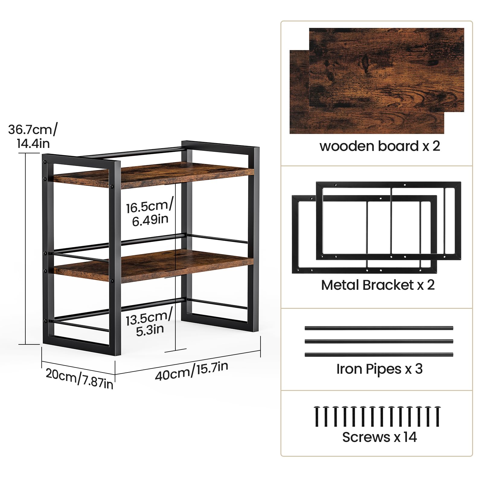 THYGIFTREE Office Desk Shelf Organizer, Wood Desktop Bookshelf Supplies Storage Rack, Shelf for Top of Desk and Dresser (BROWN) - Image 3