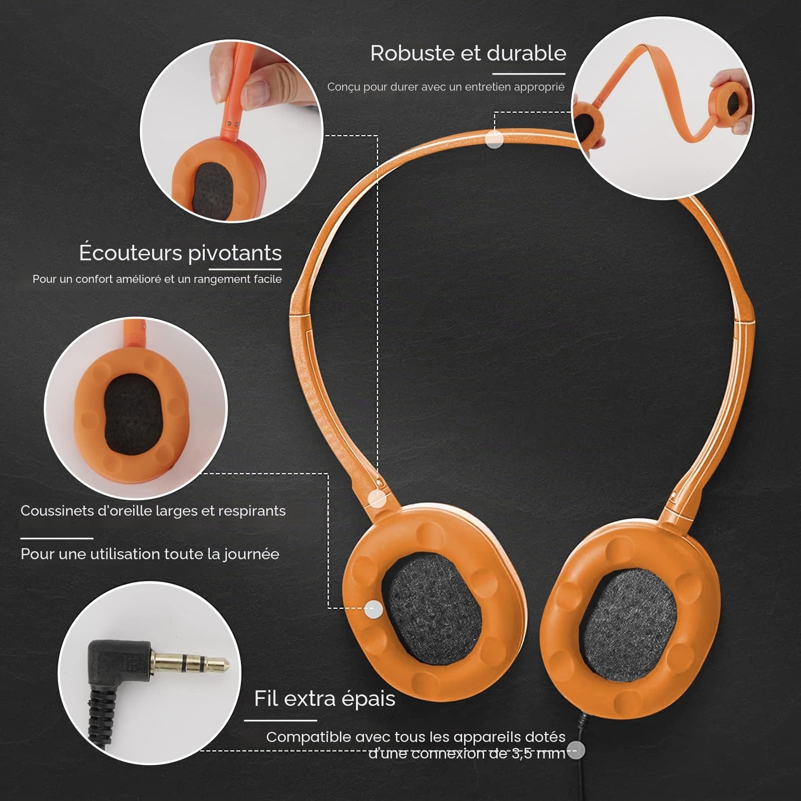 Pack de 24 Casques filaires Geekria pour la Classe, Casques Ajustables Supra-Auriculaires, Casques Enfants filaires pour écoles, élèves, bibliothèques, Salle Informatique, centres de Test