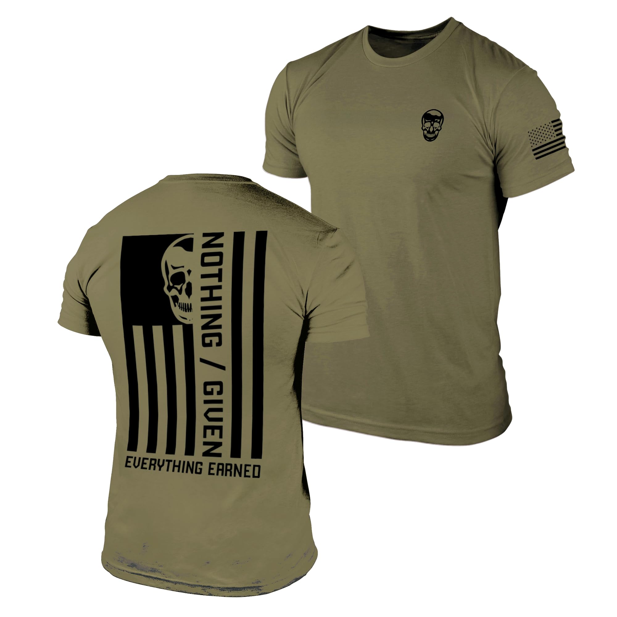 Gymreapers Valor Moisture Wicking T-Shirts for Men - Short Sleeve Workout Gym Shirts - Running Athletic Tees & Dry Fit Tshirt Large Military Green