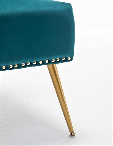 Miniatura 3 de Container Furniture Direct Thia Silla decorativa de terciopelo sin brazos para sala de estar, elegante asiento con ribete de cabeza de clavo, patas