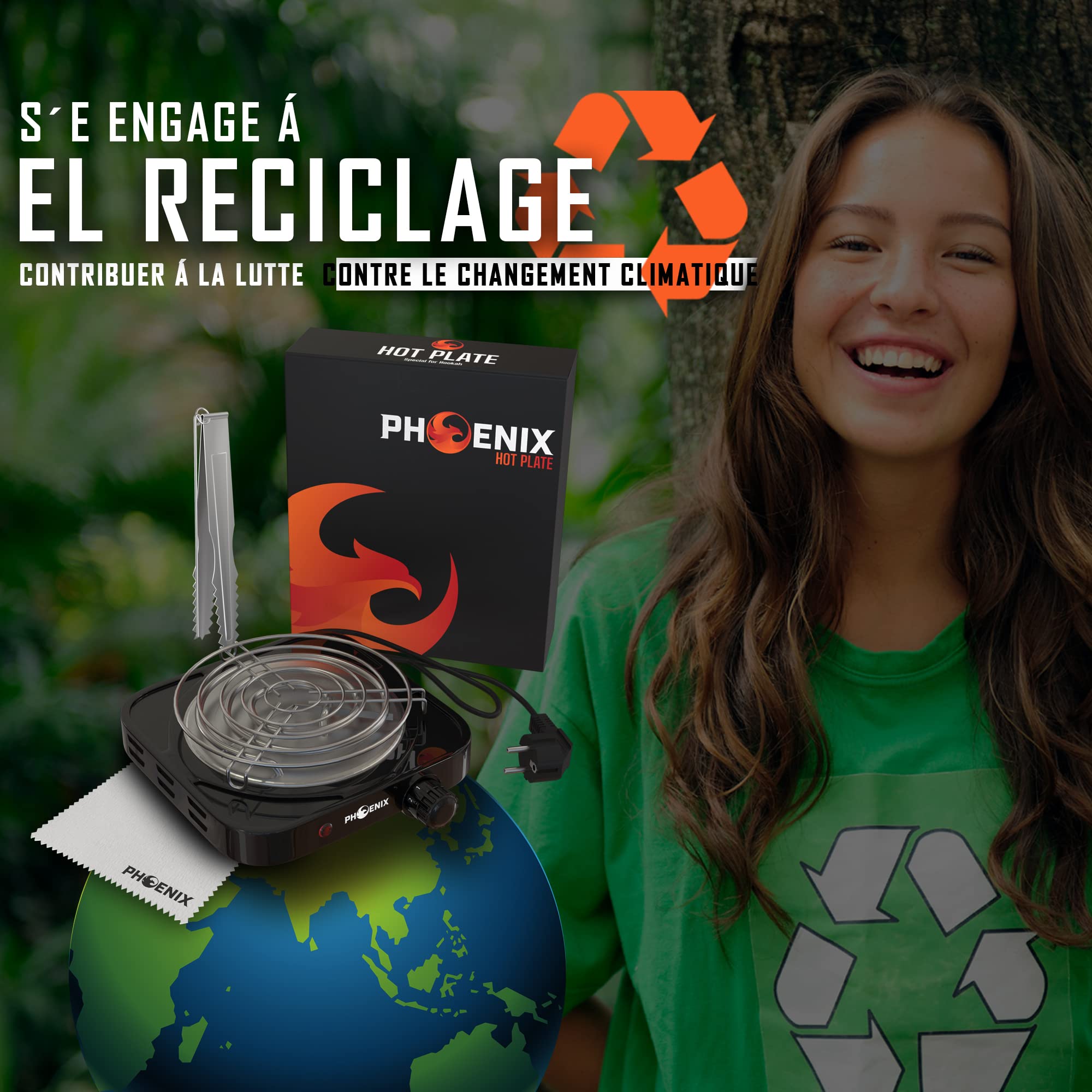 Allume-charbon électrique RANJIMA 1000W | Plaque Mobile Pour Barbecue, Camping | 5 Niveaux Température