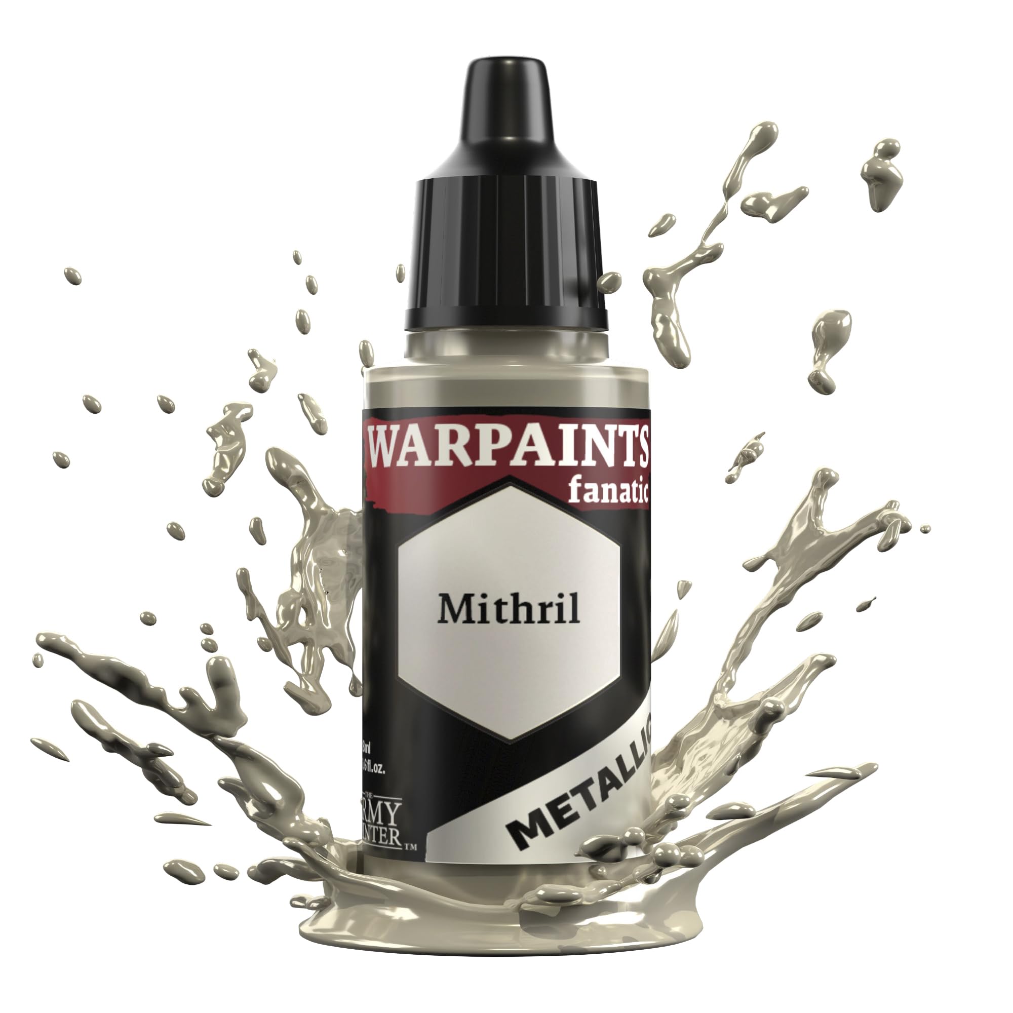 The Army Painter Silver Warpaints Fanatic Metallics Mithril Single Acrylics, Miniature Hobby Painting, Quality Paint For Miniature Wargaming