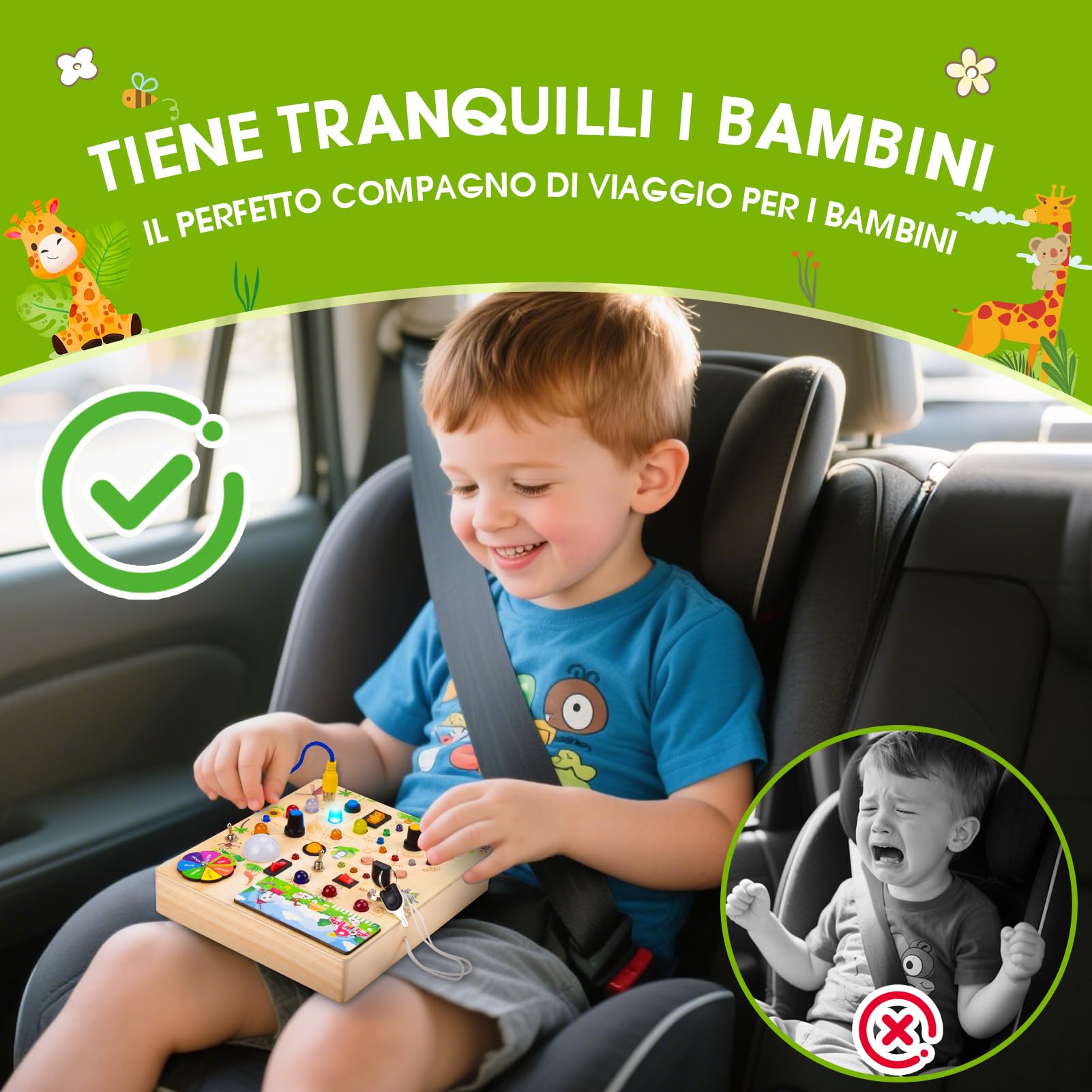 Busy Board Montessoris Activity board 1 anni,Giochi Montessori per Bambini 2 Anno,Busy Board Montessori per Bambini di Gioco Legno 1 Anno,Activity Boards 1 Anno con 29 LED Giocattoli Sensoriali