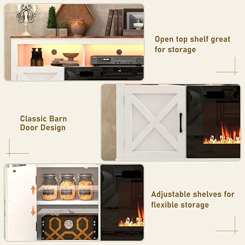 Miniatura 41 de Soporte de TV con chimenea de granja para TV de 70/75/80 pulgadas, centro de entretenimiento de 32 pulgadas de alto con chimenea eléctrica de 36