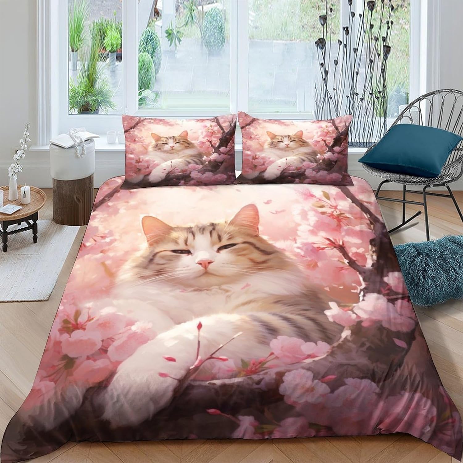Couettes et parures de lit 3D chat pour grand lit 260x230 cm avec taies