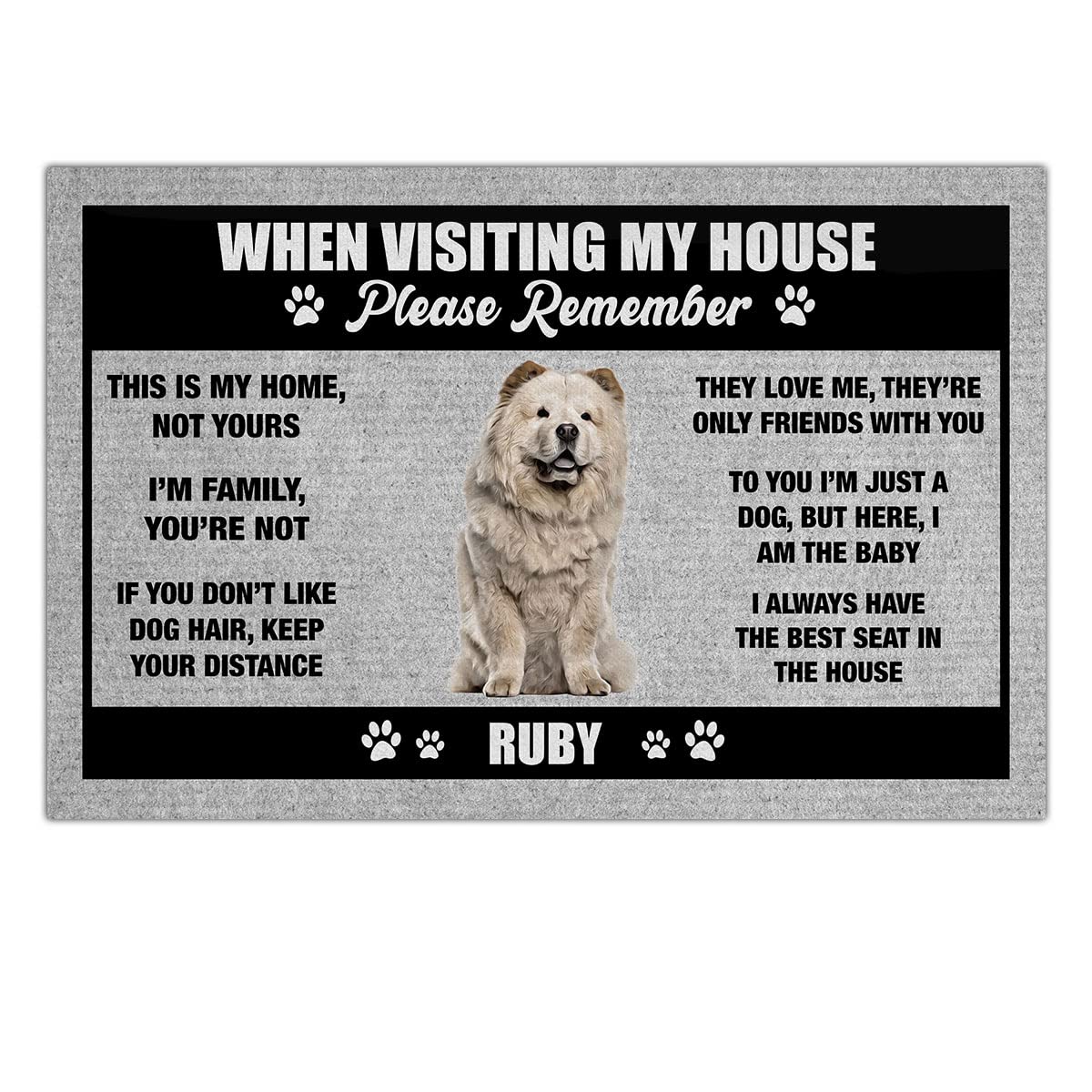 kobalo Personalized Chow Chow Kitchen Home Rug Non-Slip Carpet 16x24 Inch Indoor Entryway Doormat When Visiting My House Please Remember Gifts for Dogs Lover Dog Owner