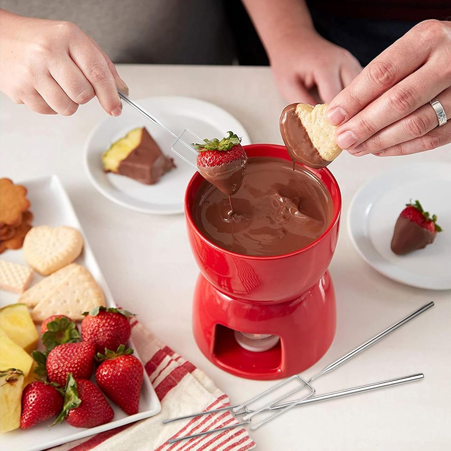 Tenedores de Praliné,3 Piezas Tenedores de Chocolate de Acero Inoxidable,Cubiertos de Praliné,Tenedor para Fondue,Tenedor de Inmersión para Trufas Artesanales,Caramelos y Salsa de Frutos Sec