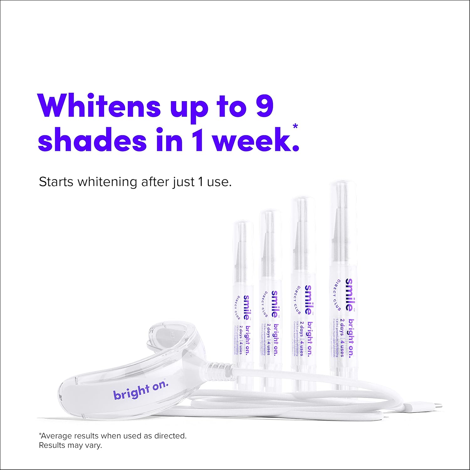 SmileDirectClub Teeth Whitening Gel Kit with LED Light – 4 Pack Pens – Professional Strength Hydrogen Peroxide - Pain Free and Enamel Safe - Up to 9 Shades Whiter in 1 Week – 3X Faster Than Strips : Beauty & Personal Care