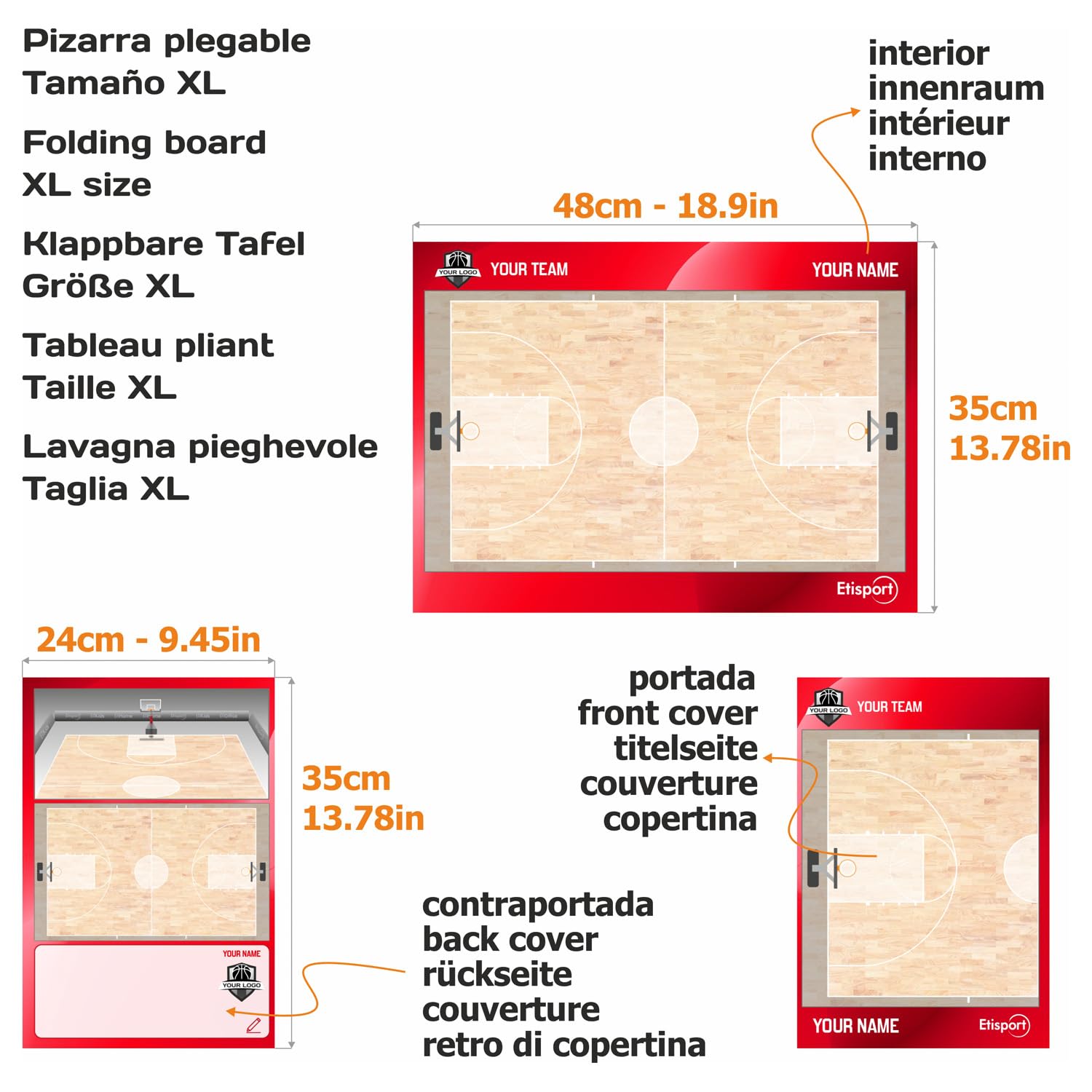 Pizarra táctica Beisbol para Entrenador Personalizada con Nombre y Escudo del Club. Tablero de borrado en seco