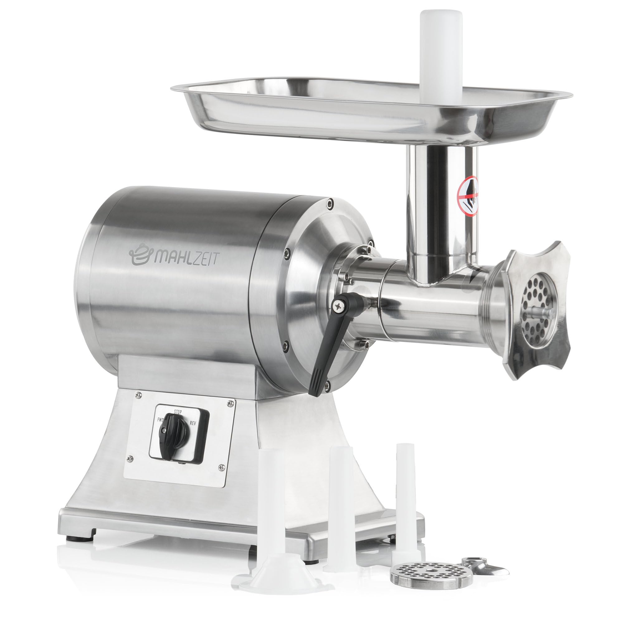 Mahlzeit picadora de carne de acero inoxidable eléctrica | plata | 650W - 150kg/h | Picadora de carne picadora con embutidor de embutidos cortador de carne